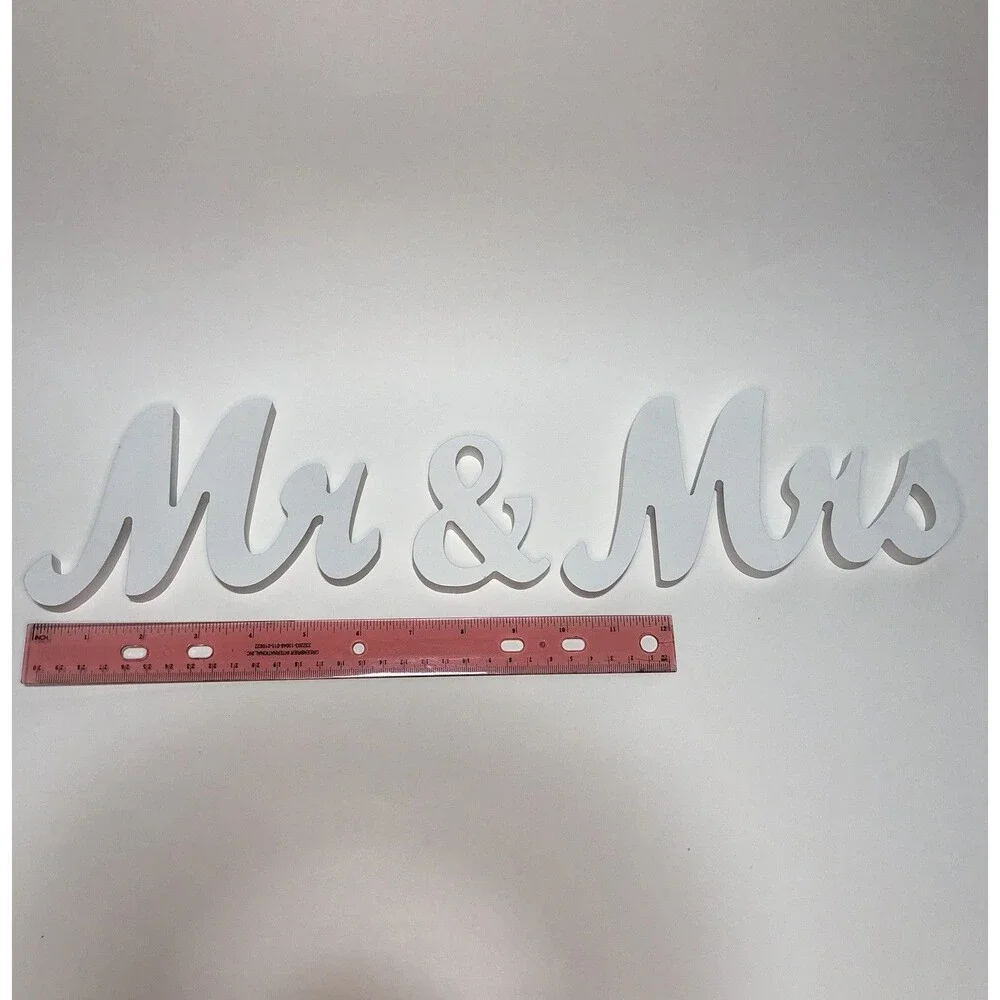 Wedding Sign Mrs & Mrs White Wooden Wedding Decor Reception Table Sign